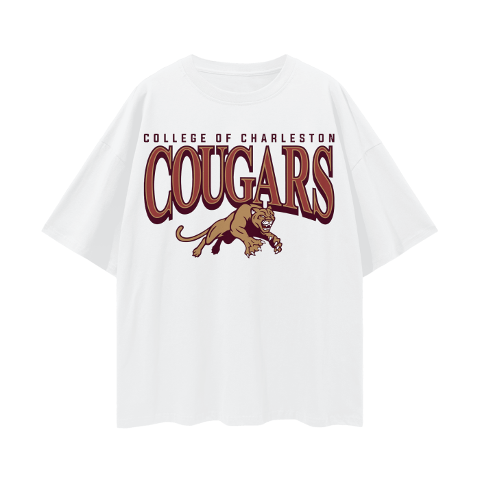 College of Charleston Cougars Vintage Oversize Deep Drop Shoulder Tee